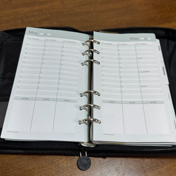 PlanAhead 6 Ring Planner Black Organizer Undated Calendar Inserts Pockets - Picture 13 of 16